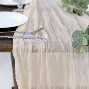 (3) Cream Gauze Cheesecloth Table Runner